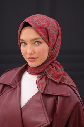 روسری زرشکی پنبه ای Silk Home - کد 930223520