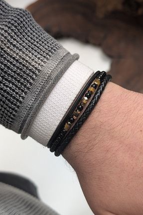 دستبند جواهر مشکی مردانه زیرکن cheetah quality - کد 929633621