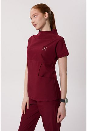 ست بالاتنه و پائین تنه زرشکی زنانه پلی استر X Medical Wear - کد 930226870