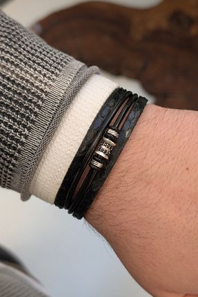 دستبند جواهر مشکی مردانه زیرکن cheetah quality - کد 929633605