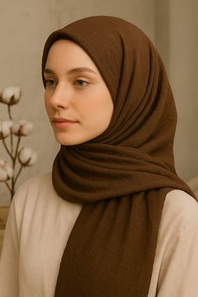 شال قهوه ای زنانه پنبه ای Rell Home - کد 930245416