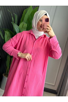 پیراهن حجاب صورتی زنانه اورسایز SARE BOUTIQUE - کد 930255147