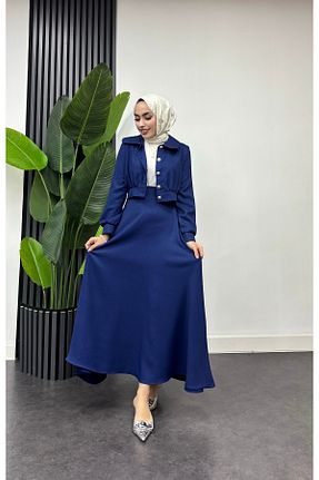 ست بالاتنه و پائین تنه حجاب سرمه ای زنانه کلوش ışık tesettur - کد 899426111
