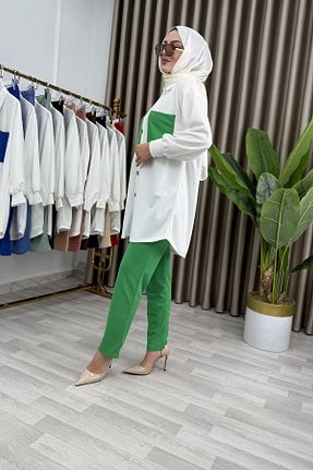 ست بالاتنه و پائین تنه حجاب سبز زنانه سایز بزرگ Mercan - کد 930280493
