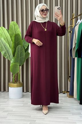 لباس سایز بزرگ زرشکی زنانه ویسکون Mercan - کد 930396901