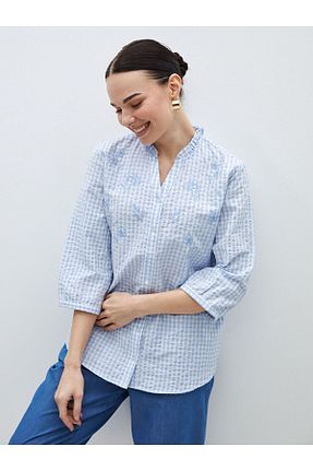 بلوز آبی زنانه چاپی LC Waikiki - کد 932333439