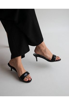 دمپائی مشکی زنانه چرم خالص PELİN