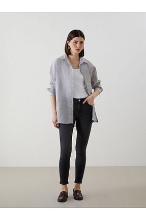 تونیک آبی زنانه اورسایز LC Waikiki - کد 930299401