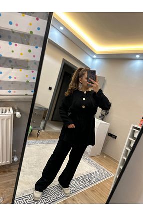 ست بالاتنه و پائین تنه مشکی زنانه بافتنی BERNEO - کد 930308911