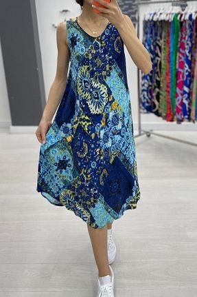 لباس آبی زنانه بافتنی AYASOFYA OTANTIK - کد 930301445