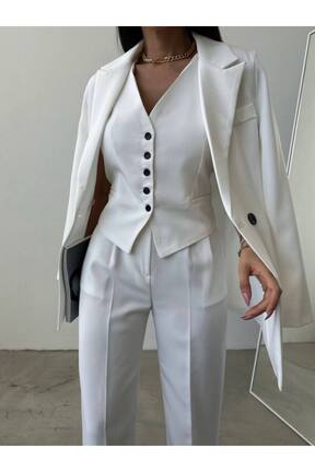 ست بالاتنه و پائین تنه سفید زنانه بافتنی Castivo Fashion - کد 930322916