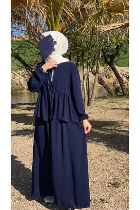 ست بالاتنه و پائین تنه حجاب سرمه ای زنانه سایز بزرگ NAKŞİDİL - کد 930319352