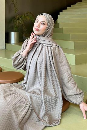 شال قهوه ای زنانه lamelif - کد 930343908