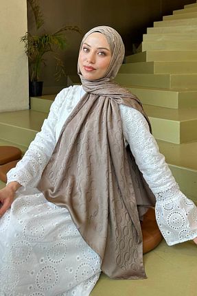 شال قهوه ای زنانه lamelif - کد 930343876