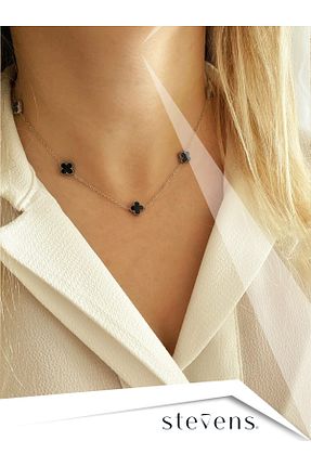گردنبند استیل ( فولاد ) طوسی زنانه استیل ضد زنگ STEVENS - کد 930349214