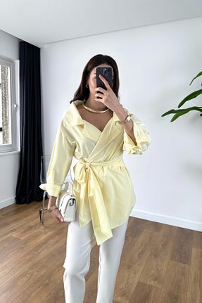 پیراهن زرد زنانه رگولار BİRCANÇİL - کد 930346571