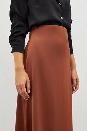 دامن قهوه ای زنانه ساتن Maude - کد 865474850