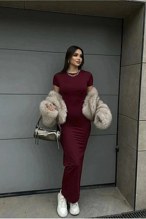 لباس زرشکی زنانه بافت lumuteks - کد 930354915