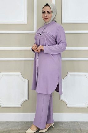 ست بالاتنه و پائین تنه حجاب بنفش زنانه رگولار PYS - کد 930363571