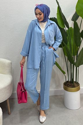 ست بالاتنه و پائین تنه آبی زنانه بافتنی Tesettür Diyarı - کد 930361490