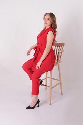 ست بالاتنه و پائین تنه قرمز زنانه بافتنی Aynaz - کد 930357935