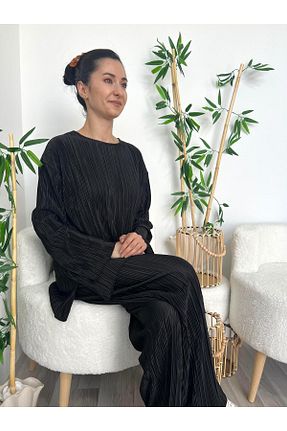 ست بالاتنه و پائین تنه مشکی زنانه اورسایز PatutA ButiK - کد 930358516