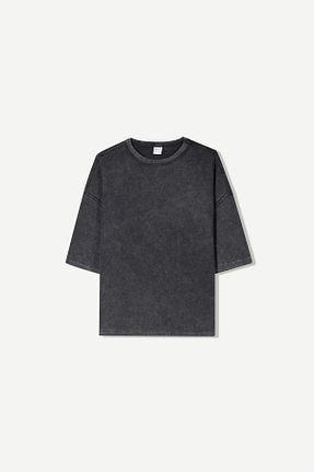 تیشرت طوسی مردانه Relaxed Bershka - کد 938644167