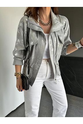 کاپشن طوسی زنانه اورسایز QİMYA BUTİK - کد 930367794