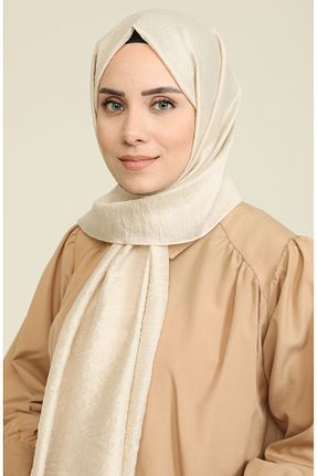 روسری بژ پنبه پلی استر sefamerve - کد 848447832