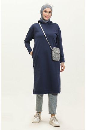 تونیک حجاب سرمه ای زنانه ویسکون sefamerve - کد 834609731