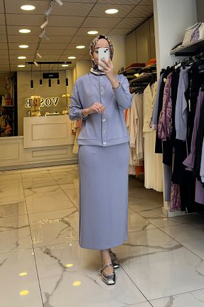 ست بالاتنه و پائین تنه حجاب بنفش زنانه Fitted Vosse - کد 930479912