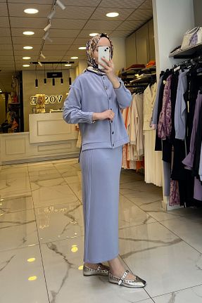 ست بالاتنه و پائین تنه حجاب بنفش زنانه Fitted Vosse - کد 930479912