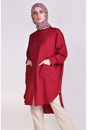 تونیک حجاب زرشکی زنانه ویسکون sefamerve - کد 834611354