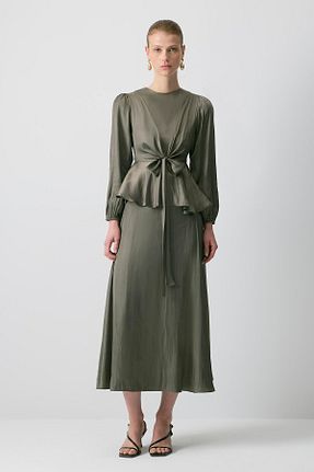 ست بالاتنه و پائین تنه حجاب خاکی زنانه نیمه فیت Touche Prive - کد 930384693