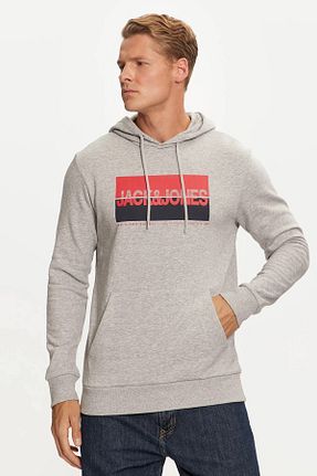 سوئیشرت اسپرت طوسی مردانه کلاه دار Jack & Jones - کد 930426135