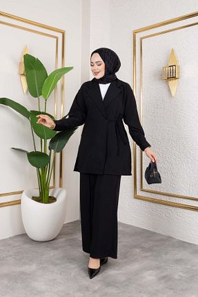 ست بالاتنه و پائین تنه حجاب مشکی زنانه رگولار Elif Artar - کد 930456567