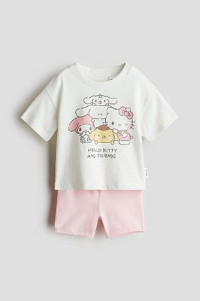 ست بالاتنه و پائین تنه سفید بچه گانه پنبه ای H&M - کد 930515607