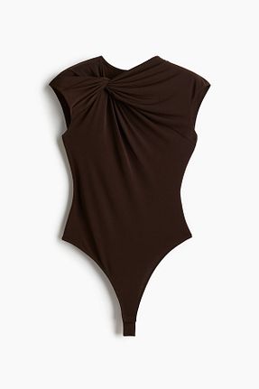 بادی قهوه ای زنانه یقه دوچرخه H&M - کد 930457434