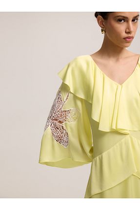 لباس زرد زنانه بافتنی BAQA - کد 930421549