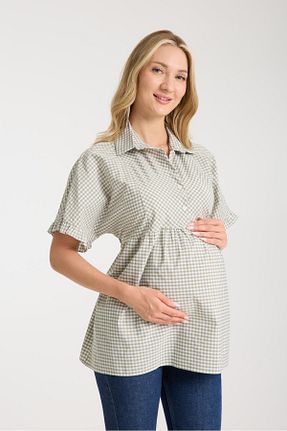 پیراهن بارداری سبز زنانه رگولار LİYACA - کد 930455162