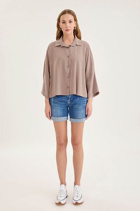 پیراهن قهوه ای زنانه اورسایز Vitrin - کد 928280975