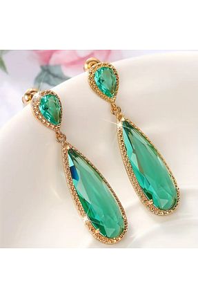 گوشواره جواهر سبز زیرکن begüm jewelery - کد 930461315