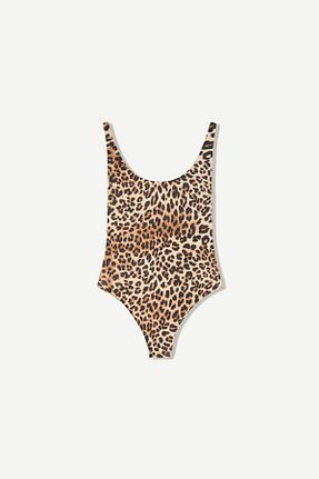 بادی قهوه ای زنانه یقه دگاژه Bershka - کد 930508342