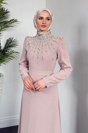 لباس مجلسی حجاب یقه ایستاده MERVEN AKYÜZ - کد 930531848