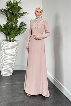 لباس مجلسی حجاب یقه ایستاده MERVEN AKYÜZ - کد 930531848