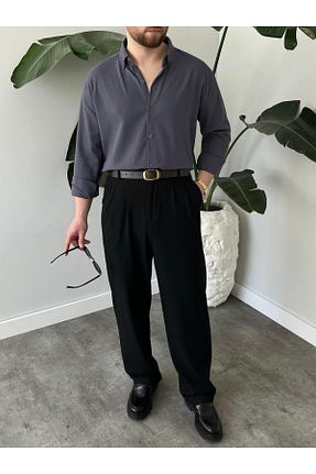 پیراهن طوسی مردانه اورسایز A&O Style - کد 930531593