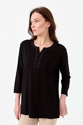 بلوز مشکی زنانه ساده Desen Triko - کد 669707694