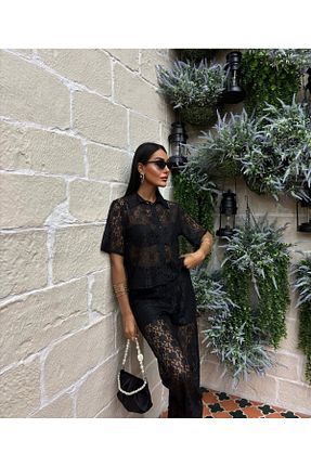 ست بالاتنه و پائین تنه مشکی زنانه بافتنی DİLA BOUTIQUE - کد 930531966