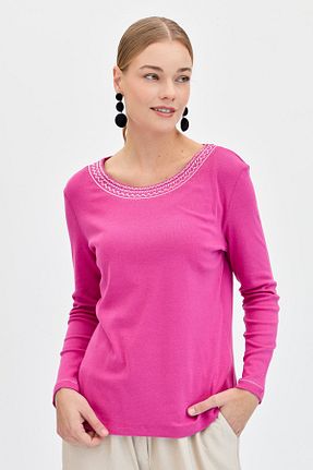 بلوز صورتی زنانه ساده Desen Triko - کد 810274828
