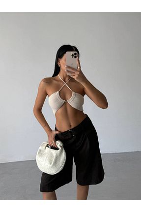 بلوز بژ زنانه ساده vuvutasarım - کد 930548879